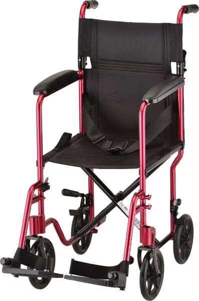 Transport Chair Aluminum 329 - Color: Red Image Transport Chair Aluminum 329 - Color: Red Image