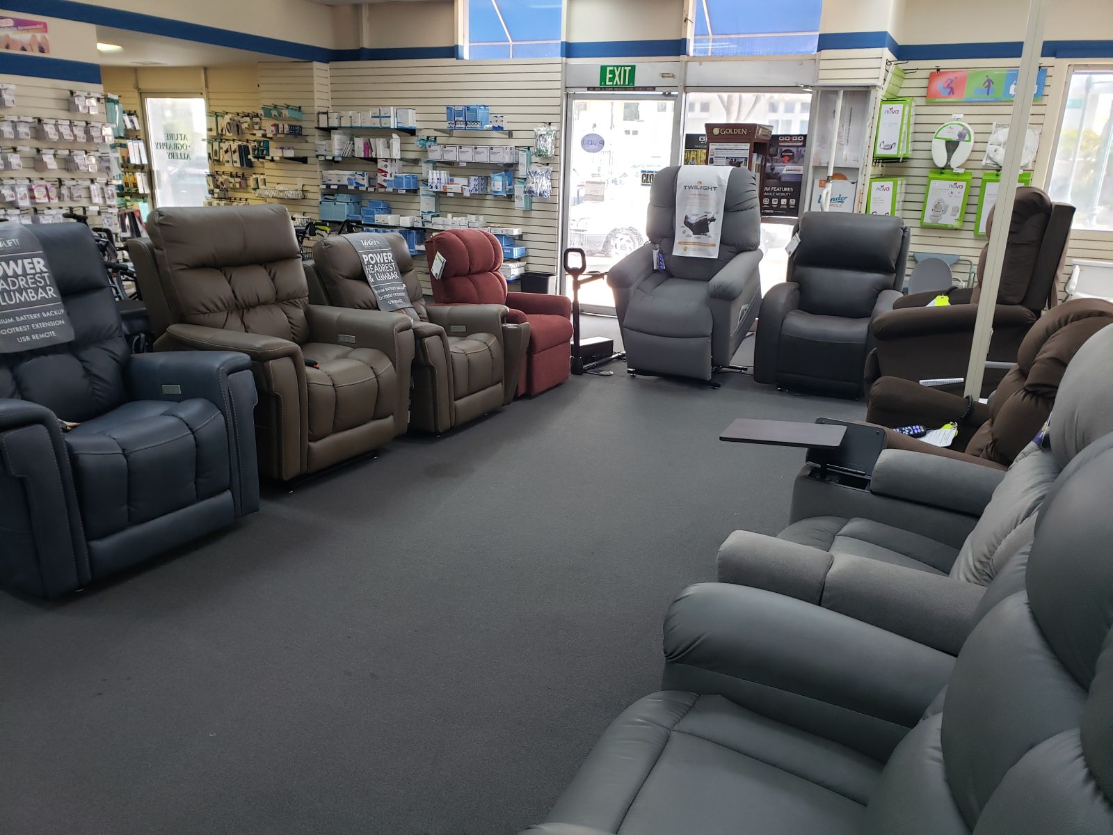 Assorted lift chairs in inventory at South Bay Home Health Care